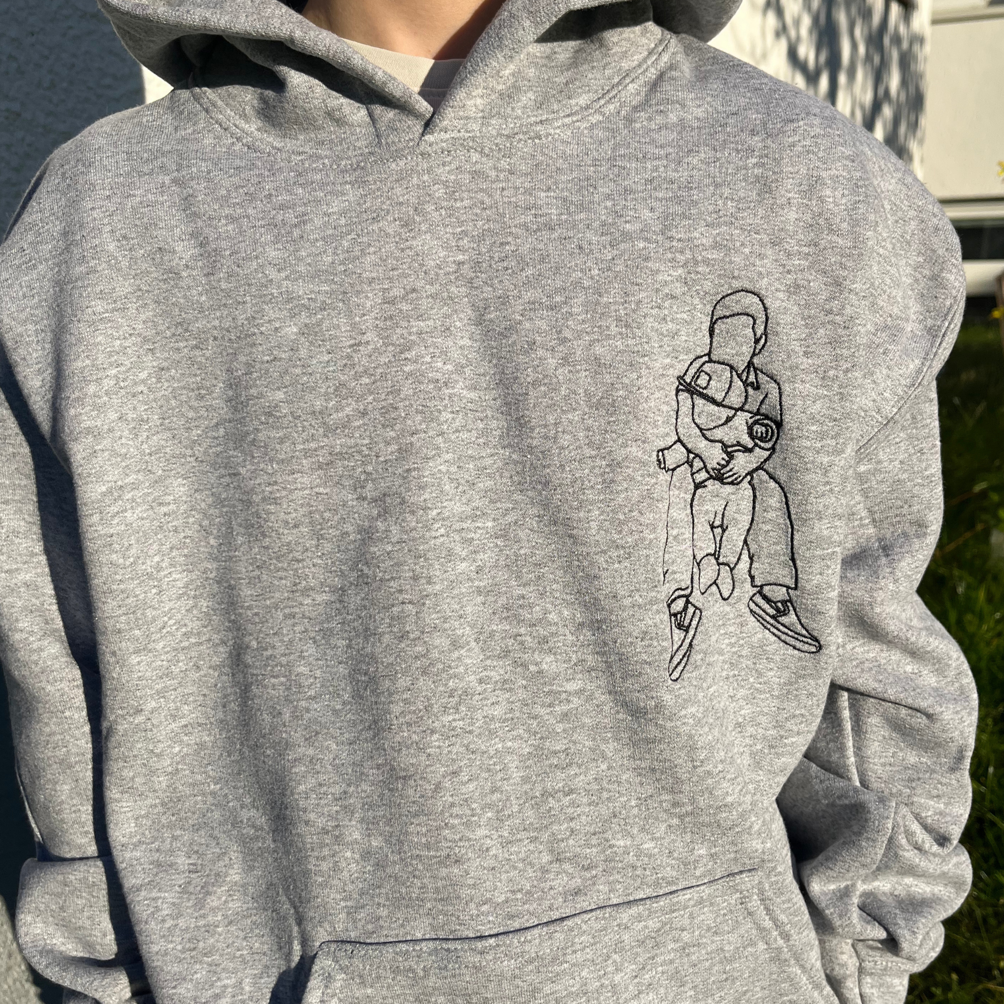 Personlig Linjekonst Hoodie - 4-14 År